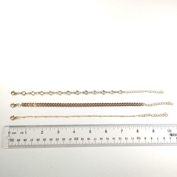 Crystal Chevron Anklet Set (3 pc.) - Picture 4 of 5